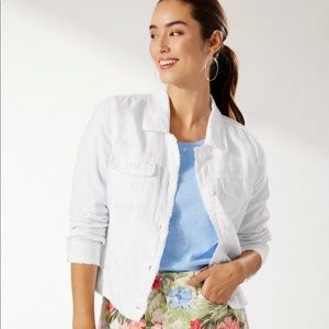 Tommy Bahama Two Palms White linen jacket. Size large.